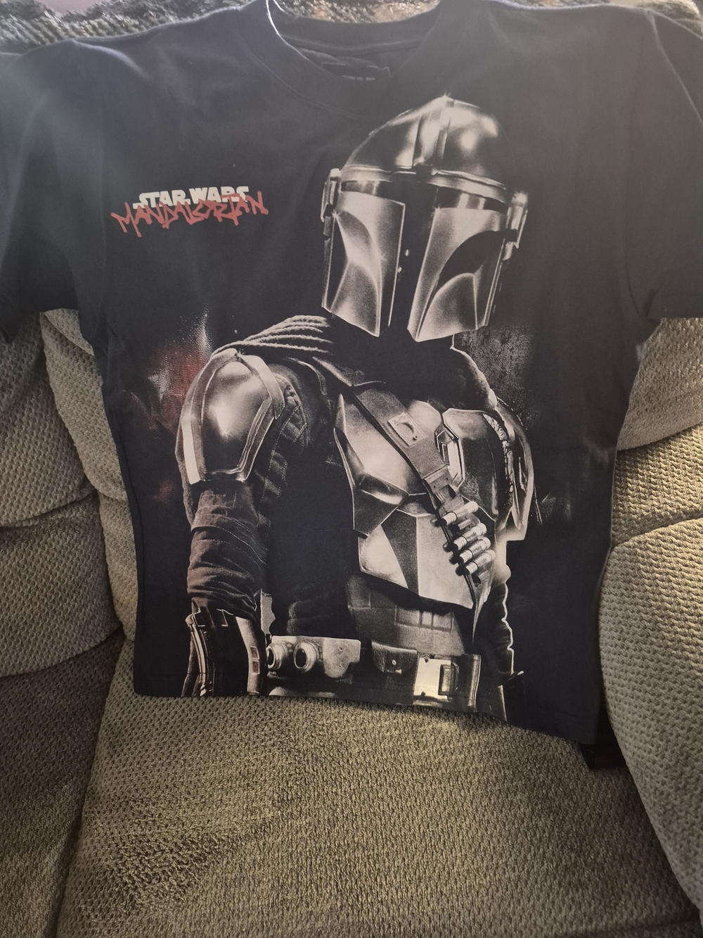 Star Wars The Mandalorian Graphic T-Shirt Black 100% Cotton Size S